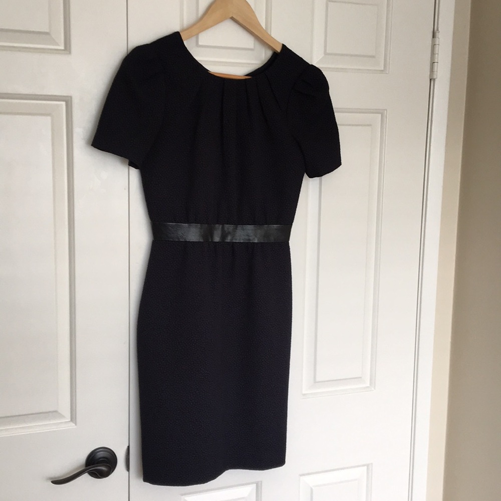 Navy Blue with Leather Belt Dress